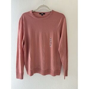 Uniqlo Pullover Basic Wool Crewneck Lightweight Layering Sweater Pink Size XXL